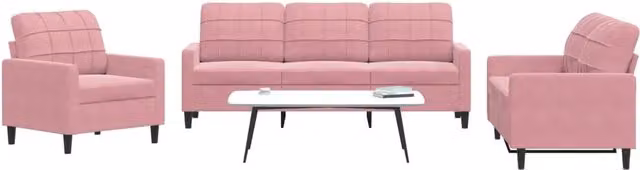 Set di Divani 3 pz con Cuscini rosa in Velluto 3278354