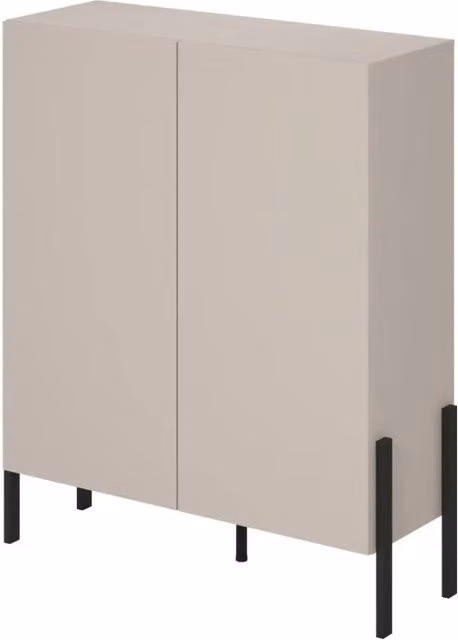 Armadio SALMA 2 porte push-to-open – beige & nero opaco, 114×135×40 cm