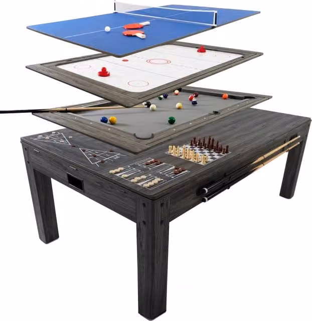Tavolo Multigioco 7-in-1 213 cm (7ft) Grigio Biliardo Tennis Hockey