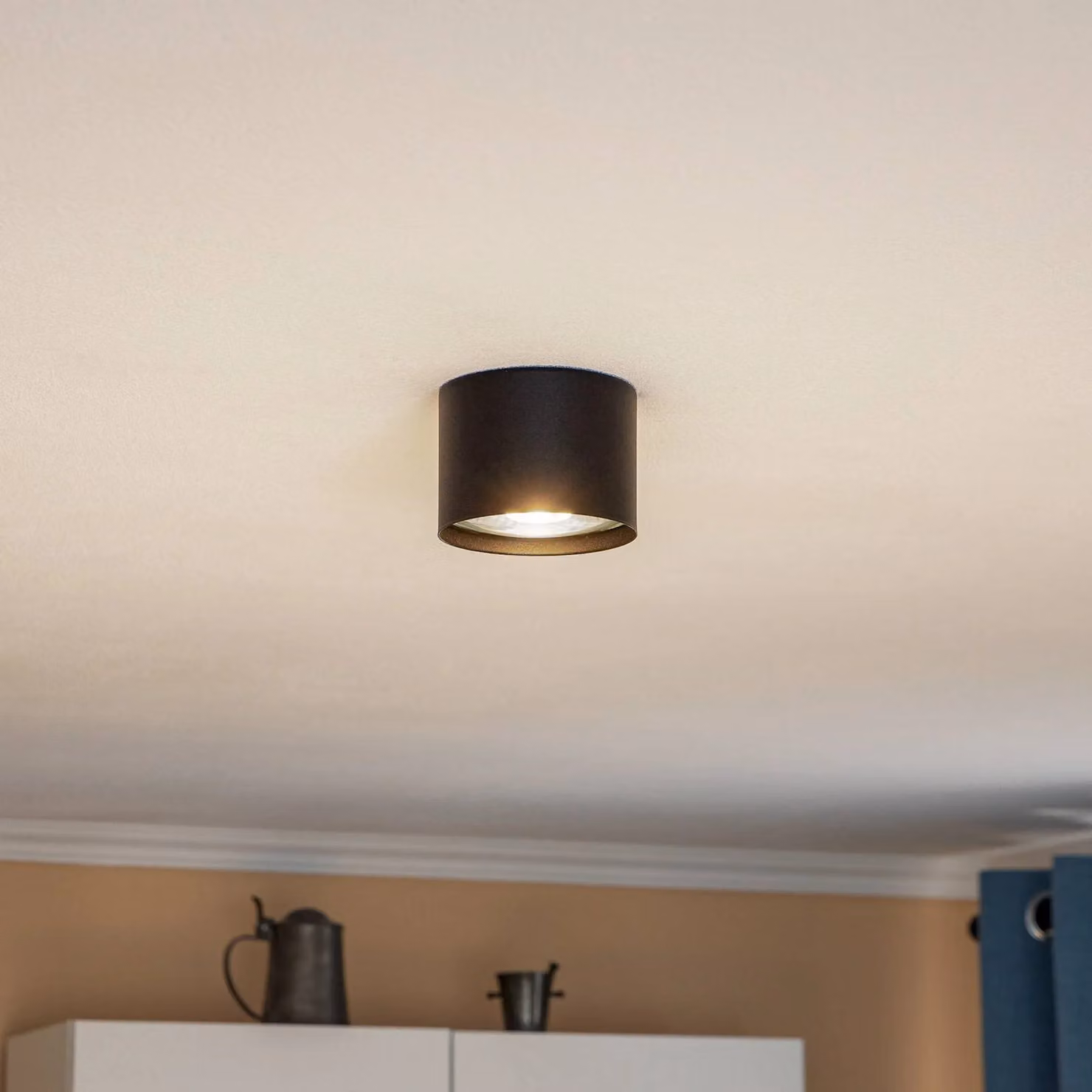 Faretto da soffitto Chloe, nero, Ø 11,5 cm, acciaio rigido Chloe Argon, dimmerabile, Nero, Soggiorno / Sala da pranzo, Metallo, Moderno, Faretto alogeno