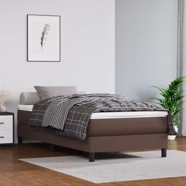 Materasso a Molle-Materasso per letto Marrone 90x200x20 cm in Similpelle