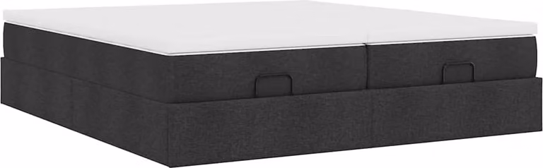 Struttura Letto Pouf con Materassi Nero 200x200 cm in Tessuto