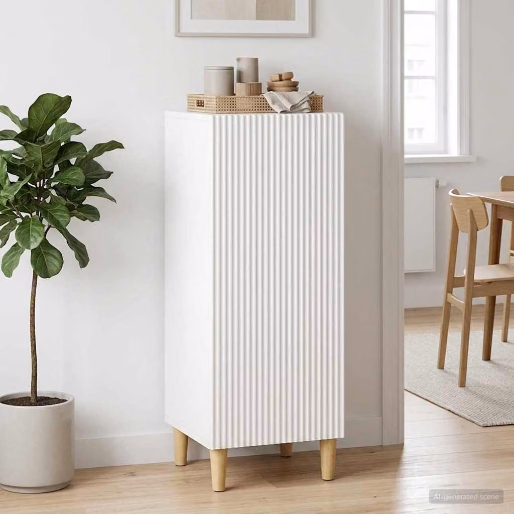 Credenza moderna vidaXL in legno ingegnerizzato bianco lucido L 34,5 cm x P 33 cm x H 90 cm