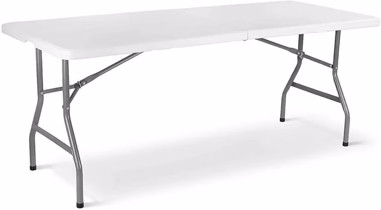 Tavolo pieghevole - Tavolo da giardino pieghevole - Dimensioni 183 x 76 x 74 cm - Struttura in metallo - Piano in PVC - Per 8 persone - Per uso esterno - Bianco
