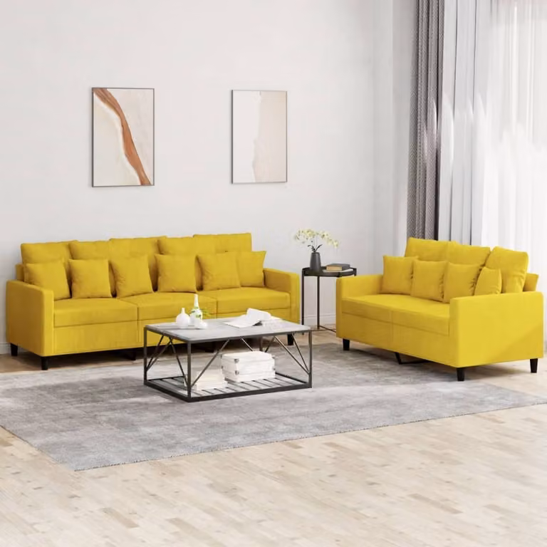 Maison Exclusive - Set divano a 2 posti con cuscini in velluto giallo