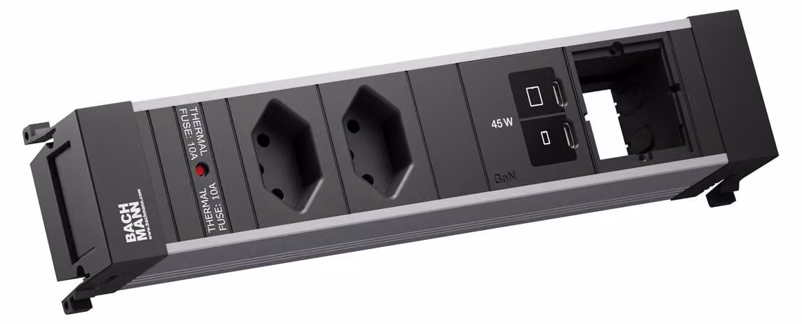 BACHMANN POWER FRAME M 2 canali 0°, 1 porta USB-C 45 W, 1 cavo CM L=0,2 m