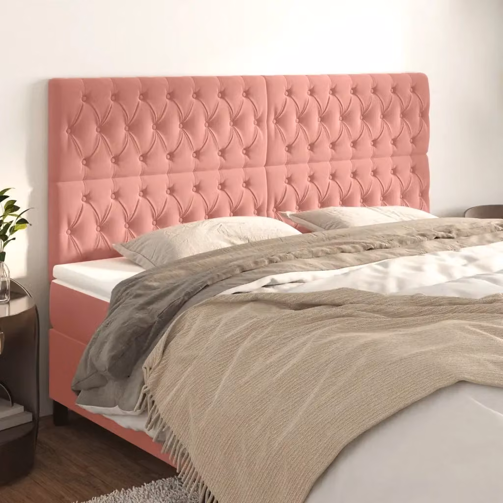Testiera in velluto rosa per camera da letto, L: 200 cm, P: 7 cm, H: 118-128 cm – 2