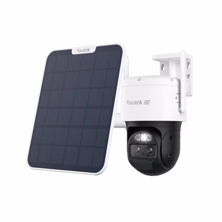 Reolink TrackMix+Pannello solare, telecamera di sicurezza per esterni con batteria da 8MP 4K, Wi-Fi 6 a doppia banda, Dual-Tracking e Dual-View, Pan & Tilt e Auto-Zoom