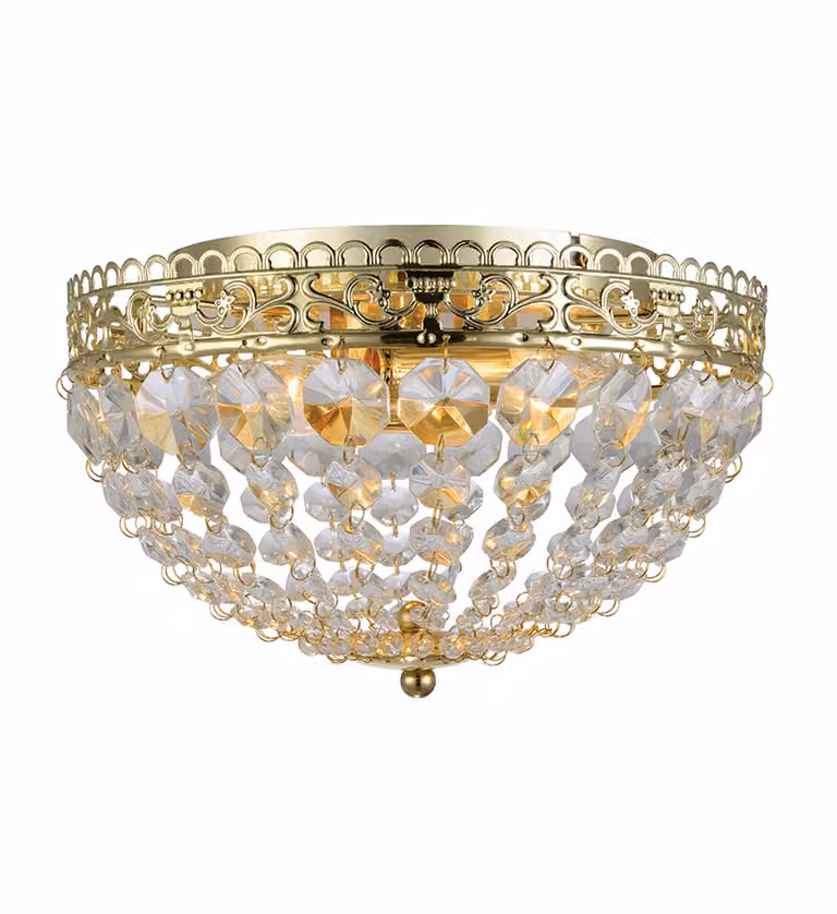 SAXHOLM Plafoniera in cristallo dorato 2 lampadine