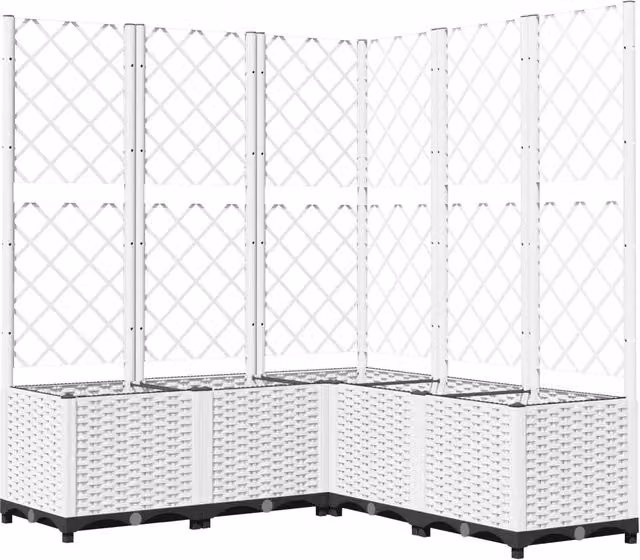 Fioriera con graticcio bianco per piante rampicanti in plastica L 120 cm x P 40 cm x H 136 cm