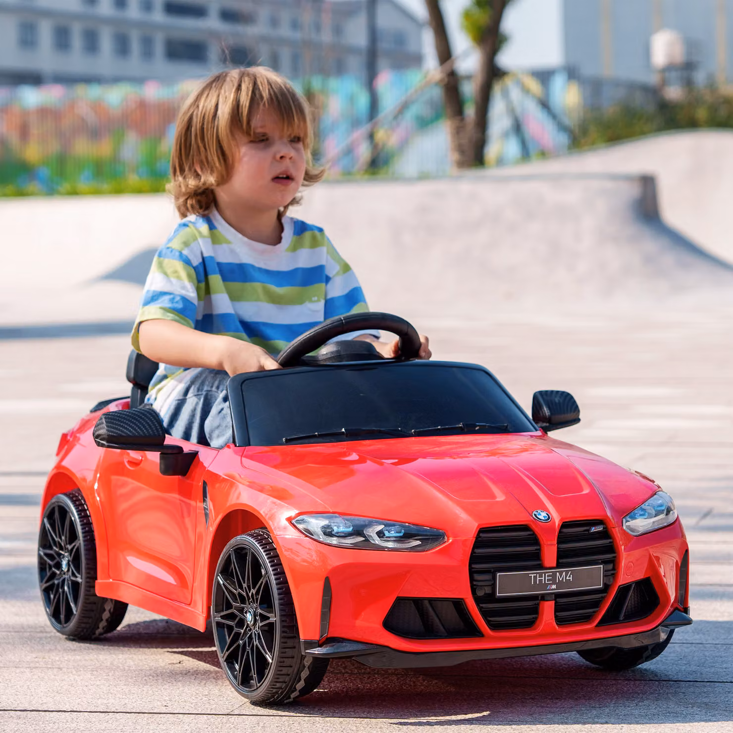 AIYAPLAY Macchina Elettrica per Bambini con Licenza BMW M4, Rossa, con Telecomando, Fari e Clacson, L: 108 cm, P: 69.5 cm, H: 51 cm – 2
