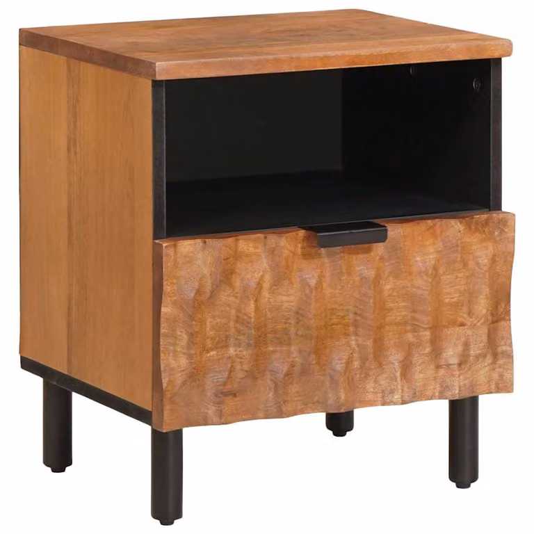 vidaXL Armadio da Notte Moderno in Legno di Mango Marrone L: 40 cm, P: 33 cm, H: 46 cm