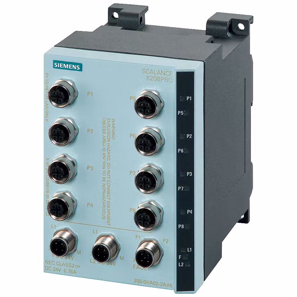 Siemens SIEM 6GK5208-0HA10-2AA6 Scalance X208PRO Switch IE gestito 8 x 10 - Switch - 0,1 Gbps