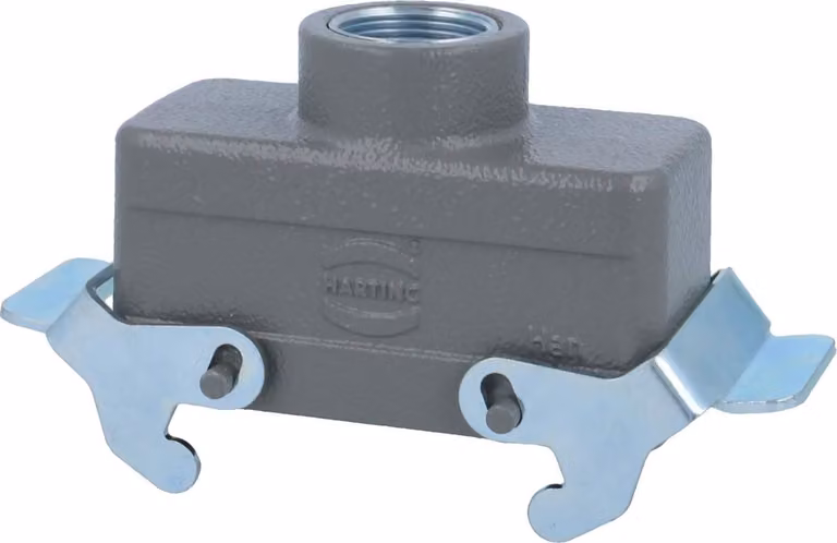 HARTING Han 16B Custodia a manicotto bassa, 1xM25 uscita cavo diritta, con 2 staffe trasversali Vite M25 Area di serraggio 9,0 mm