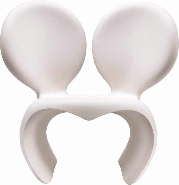 Poltrona in polietilene Qeeboo Don't f**k with the mouse colore bianco opaco L: 85 cm, P: 66 cm, H: 66 cm