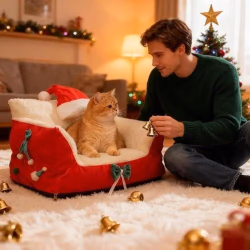 Cuccia per gattini - rivestimento in peluche morbido - cuscino caldo per cani e gatti - antiscivolo - ideale per l'inverno - 60 cm
