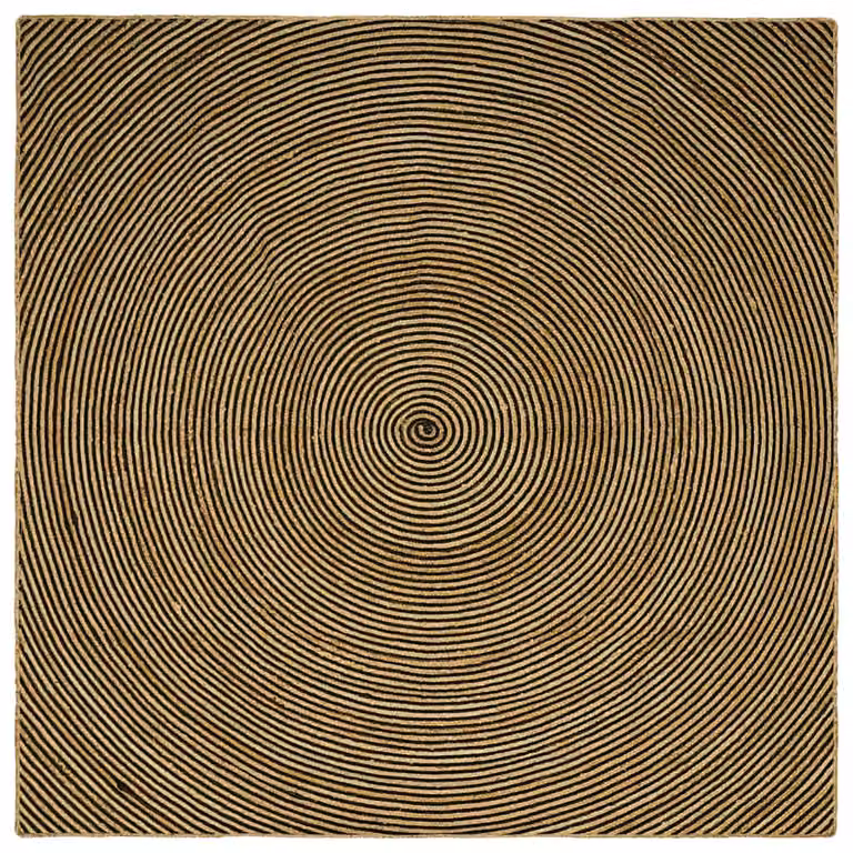 Tappeto da area moderno vidaXL in juta lavabile, L/P: 200 x 200 cm, nero e beige