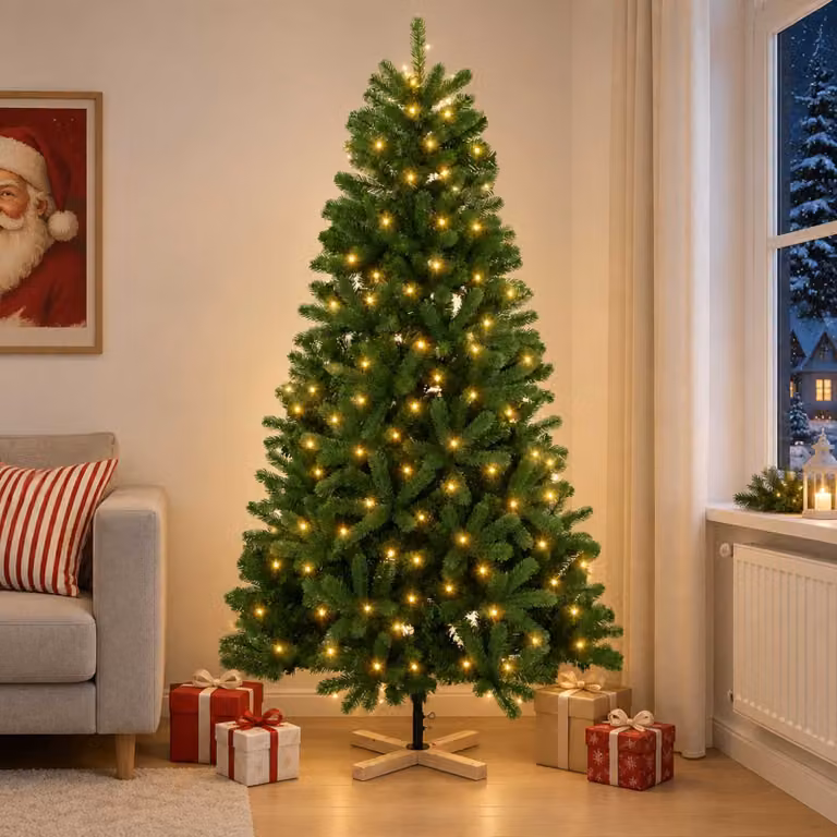 vidaXL Albero di Natale artificiale 240 cm 300 LED Bianco caldo PVC