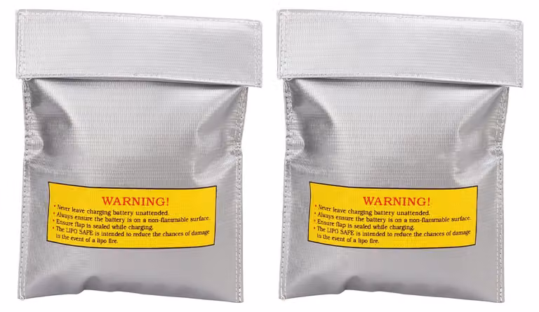 2 sacche di sicurezza per batterie al litio, realizzate in fibra di PVC, ignifughe e antideflagranti, adatte per la ricarica di batterie Lipo e per lo stoccaggio