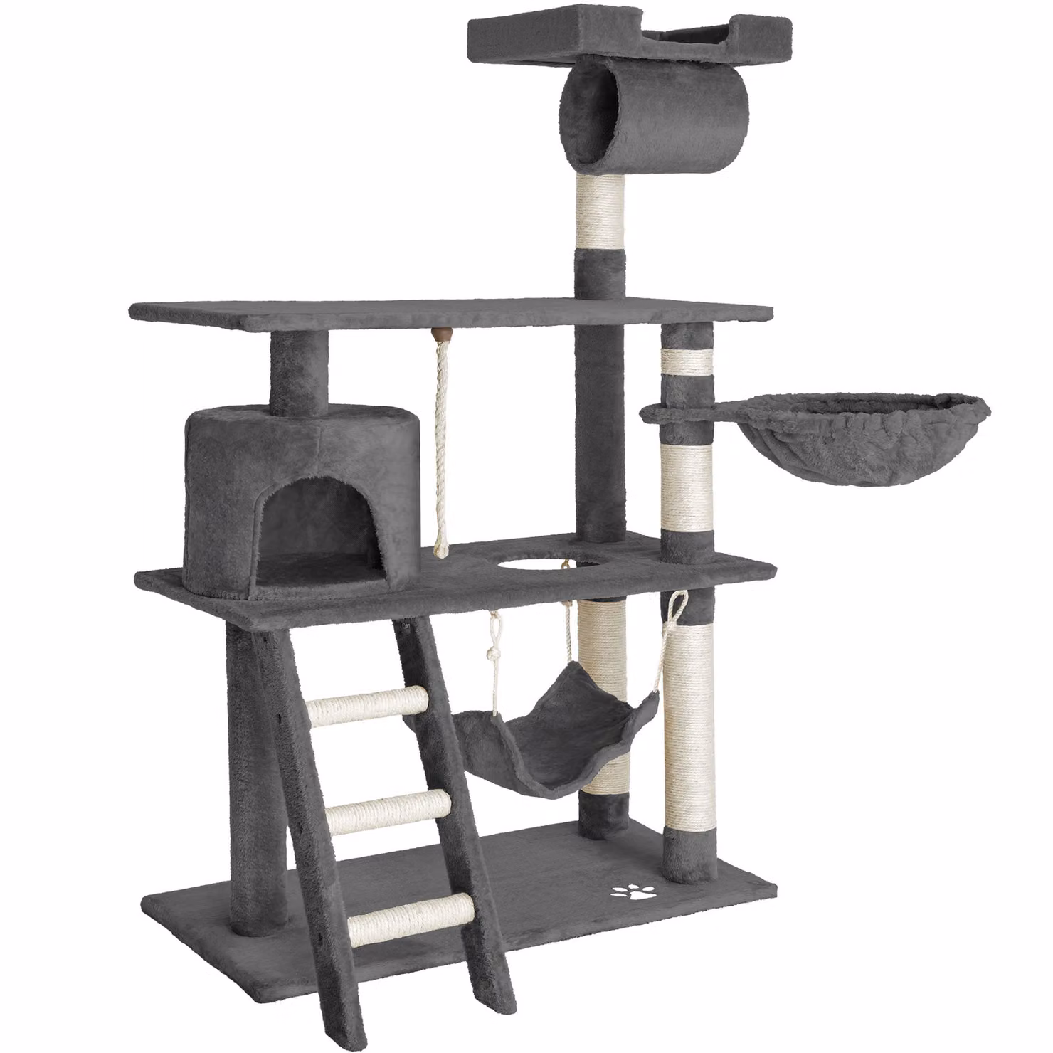 Tiragraffi per gatti TecTake con amaca, cuccia e giochi integrati in sisal, grigio – 2