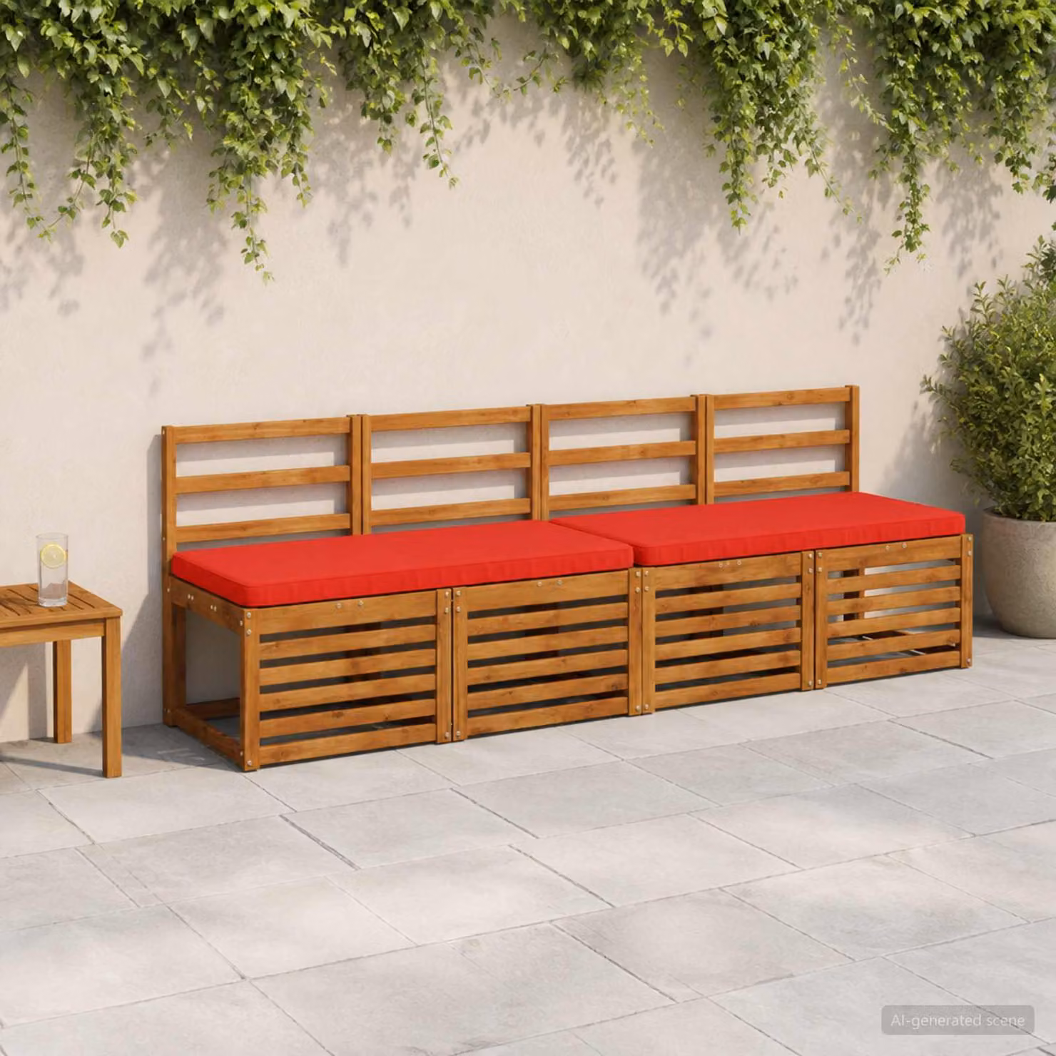 Cuscino per panchina vidaXL VUGHT rosso in poliestere con rivestimento rimovibile e resistente ai raggi UV