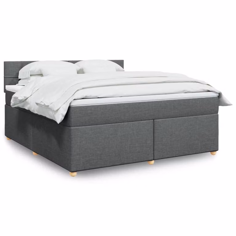 vidaXL Letto Ibrido con Materasso in Tessuto Grigio e Bianco L/P: 180 x 200 cm