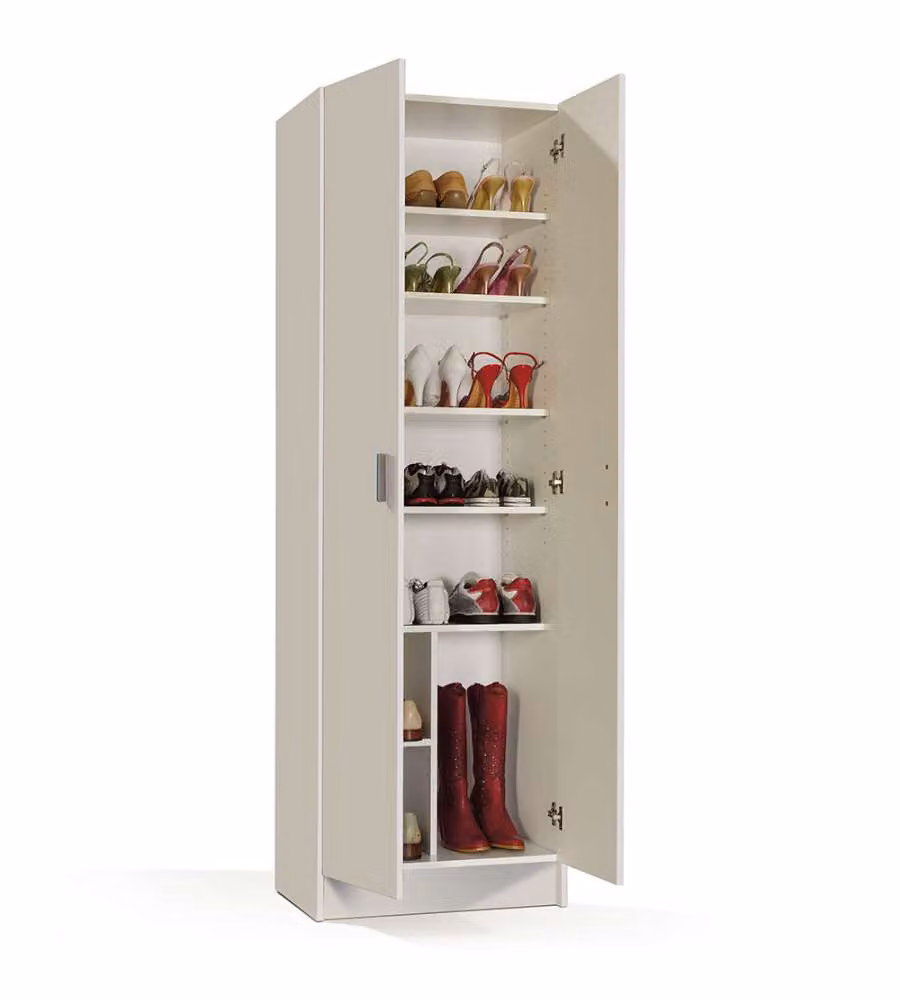 Scarpiera a 2 Ante Bianca con Ripiani Interni in Legno MDF, L/P/H: 180 x 59 x 37 cm – 2