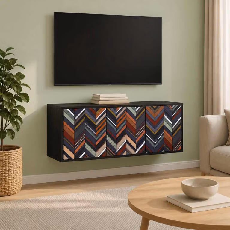 Mobile TV da parete vidaXL OMMEN in Rovere Nero, L 102 x P 33 x H 40 cm