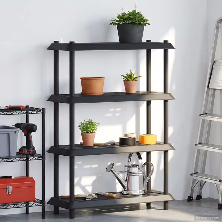 Unità di scaffalatura vidaXL a 4 livelli in plastica antracite o nera, L 100 x P 40 x H 136,5 cm