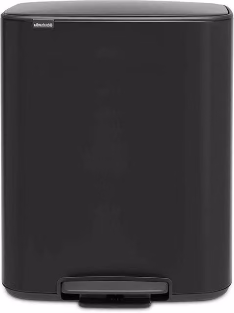Cassetto di Rifiuti in Plastica con Imboccatura Interna Nero Lucido - 2 x 30L