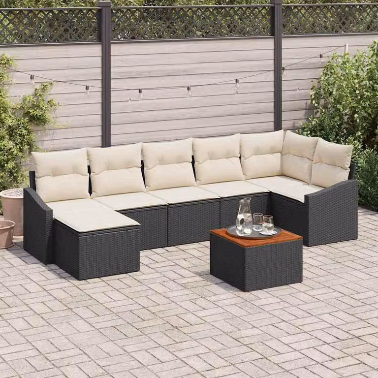 Maison Exclusive - Set Divano da Giardino con cuscino 8 pcs Nero polyrattan