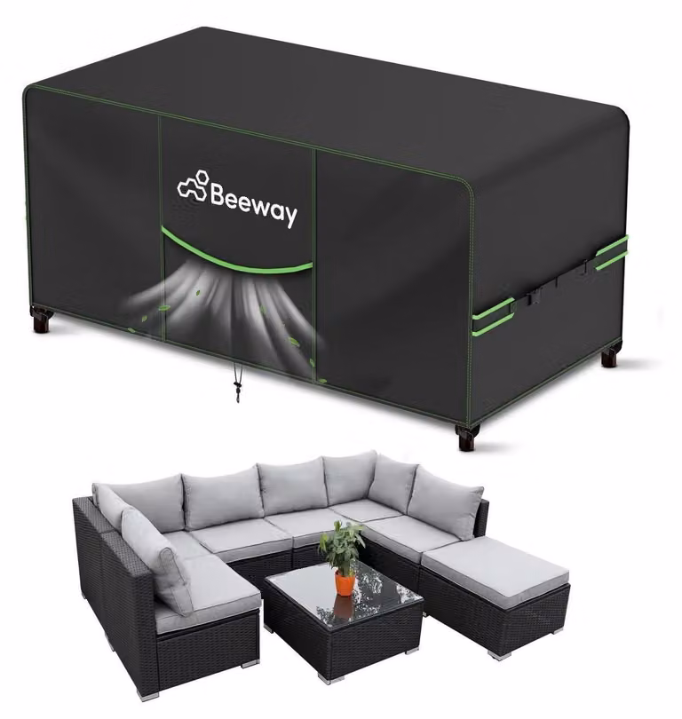 Copertura impermeabile per mobili da giardino, dimensioni 300x250x102 cm, tessuto Oxford 420D, colore nero