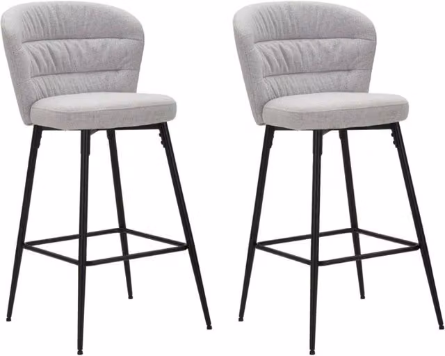 Set 2 Sgabelli Bar Losanna 52x108x59 cm in Tessuto Grigio/Nero