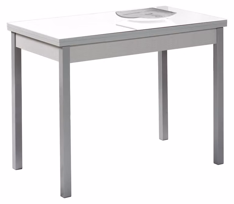 Tavolo da cucina estendibile, dimensioni 90x50 cm, bianco, in metallo, per 4 persone