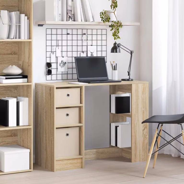 Scrivania moderna vidaXL in legno ingegnerizzato rovere, L 100 x P 40 x H 75 cm