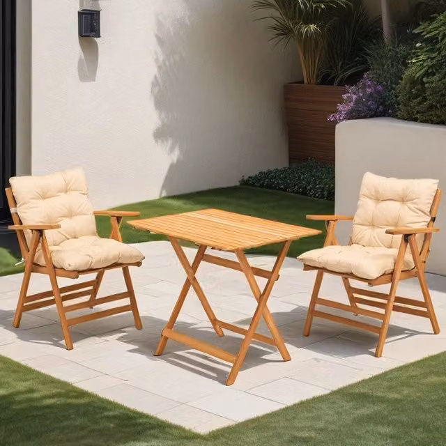 Roana, set Tavolo e Sedie 2 Posti, Marrone Crema