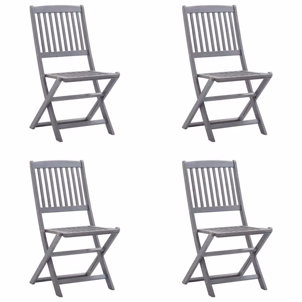 Set di 4 sedie pieghevoli vidaXL in legno di acacia con cuscini in tessuto antracite per giardino e terrazzo – 2