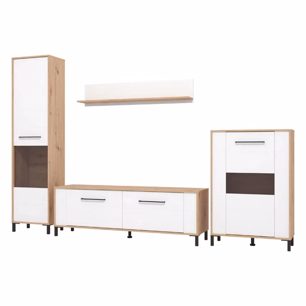 Parete Attrezzata Modulabile Cimbergo DMORA per Soggiorno, Bianco Opaco, L: 299 cm, P: 40 cm, H: 192.5 cm – 2