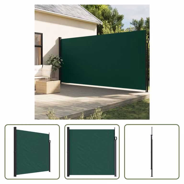 The Living Store Tenda laterale estensibile Verde scuro 200x500 cm