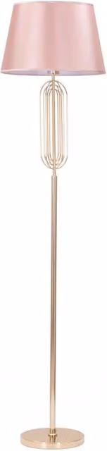Lampada da terra Ovy GIORDANOSHOP in metallo, PVC e tessuto oro e rosa, Ø 40 cm, H 168,5 cm