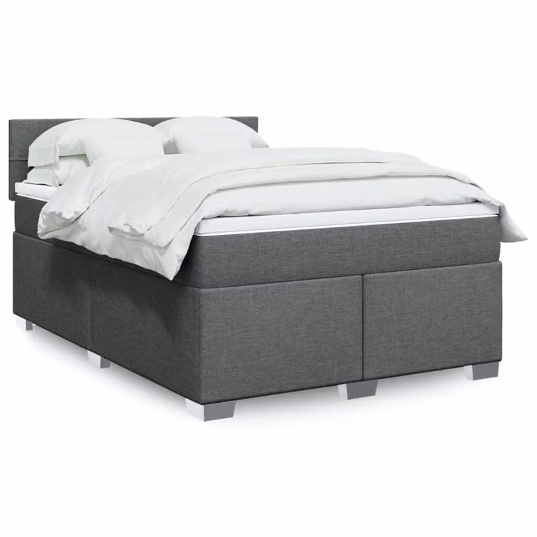 Maison Exclusive - Letto boxspring con materasso grigio scuro 160x200 cm tessuto