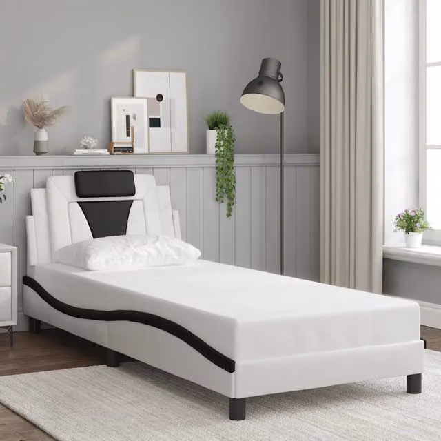 Giroletto Viana vidaXL in similpelle bianco e nero senza materasso L/P/H: 90 x 200 cm