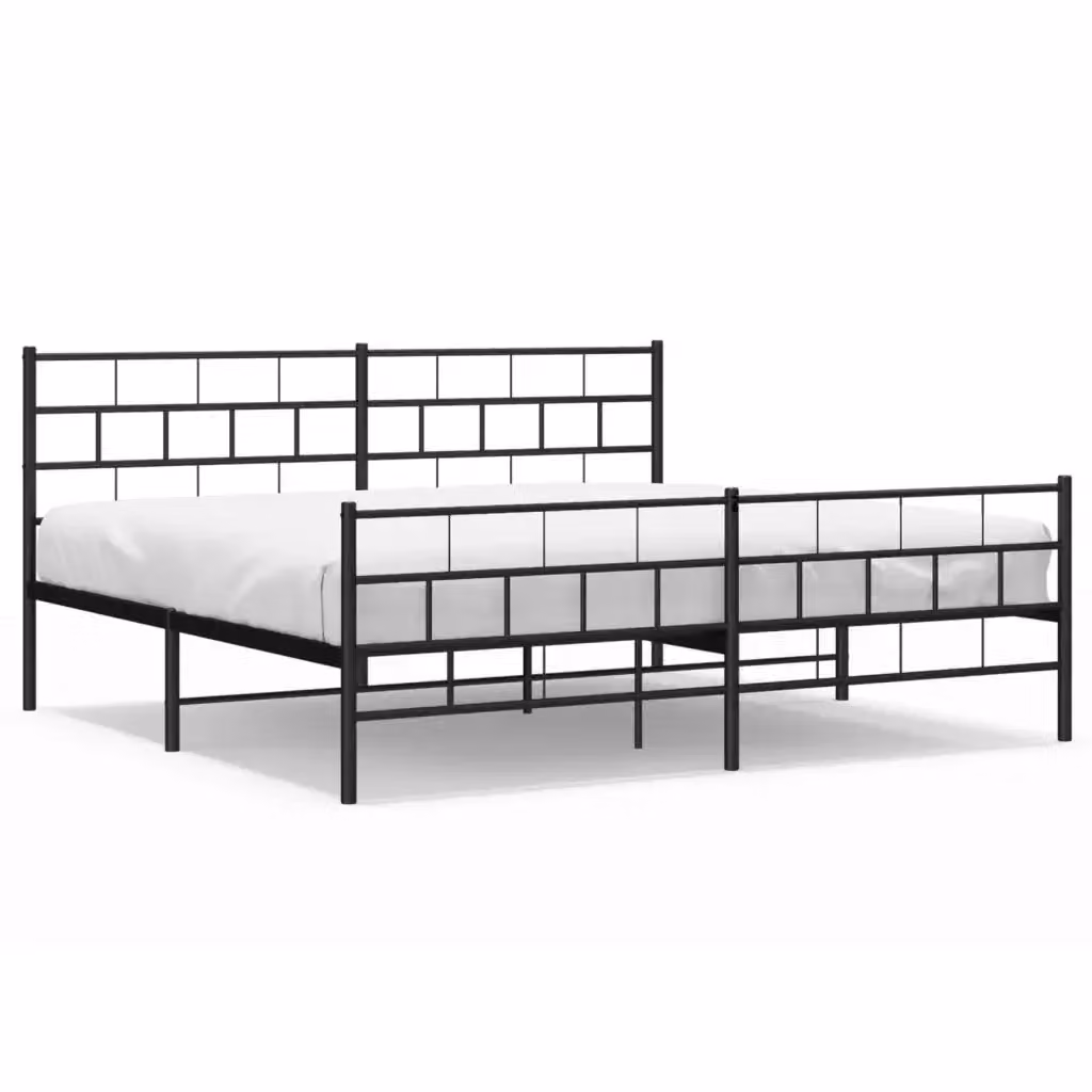Giroletto vidaXL con testiera e pediera in metallo nero L/P/H: 200 x 200 x 90 cm – 2