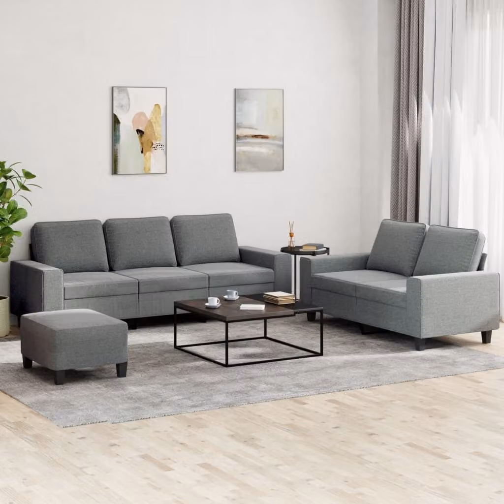 Maison Exclusive - Set divano 3 pezzi in tessuto grigio scuro
