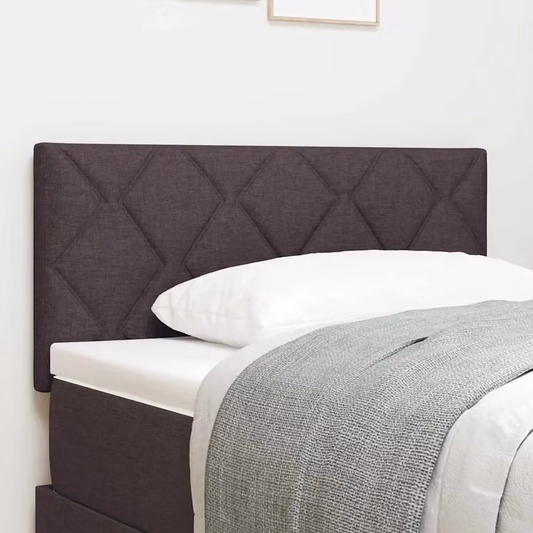 Testiera per letto moderna vidaXL in tessuto e legno marrone scuro e grigio con design geometrico