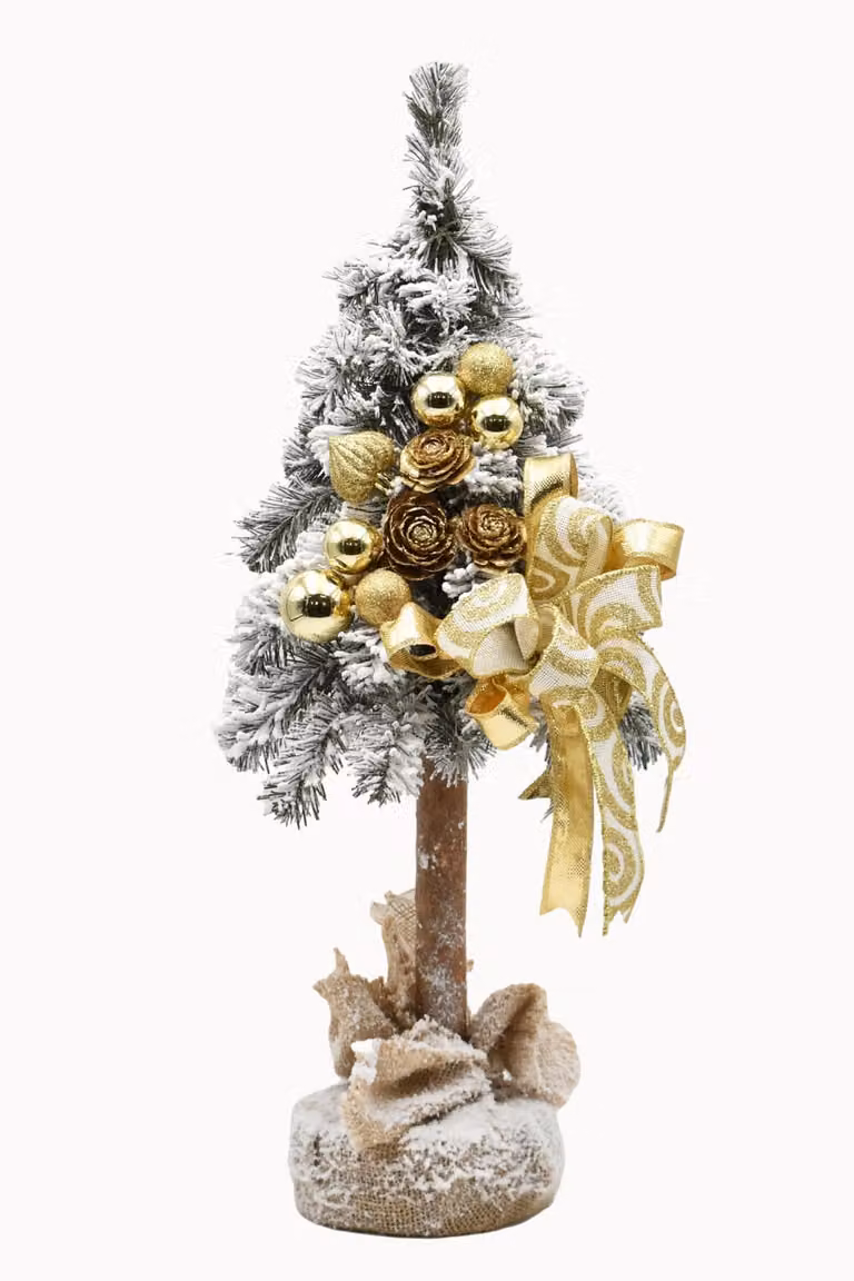 PINUS COMPANY | Albero di Natale ANGEL - 65 cm - Decorato in bianco - Elegante decorazione natalizia - Fatto a mano