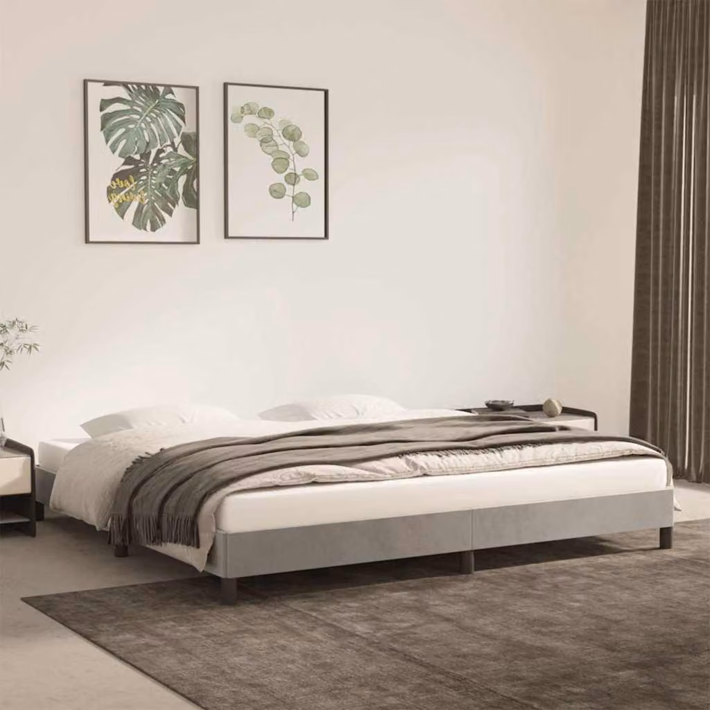 Giroletto vidaXL senza materasso in velluto grigio chiaro L/P: 200 x 200 cm