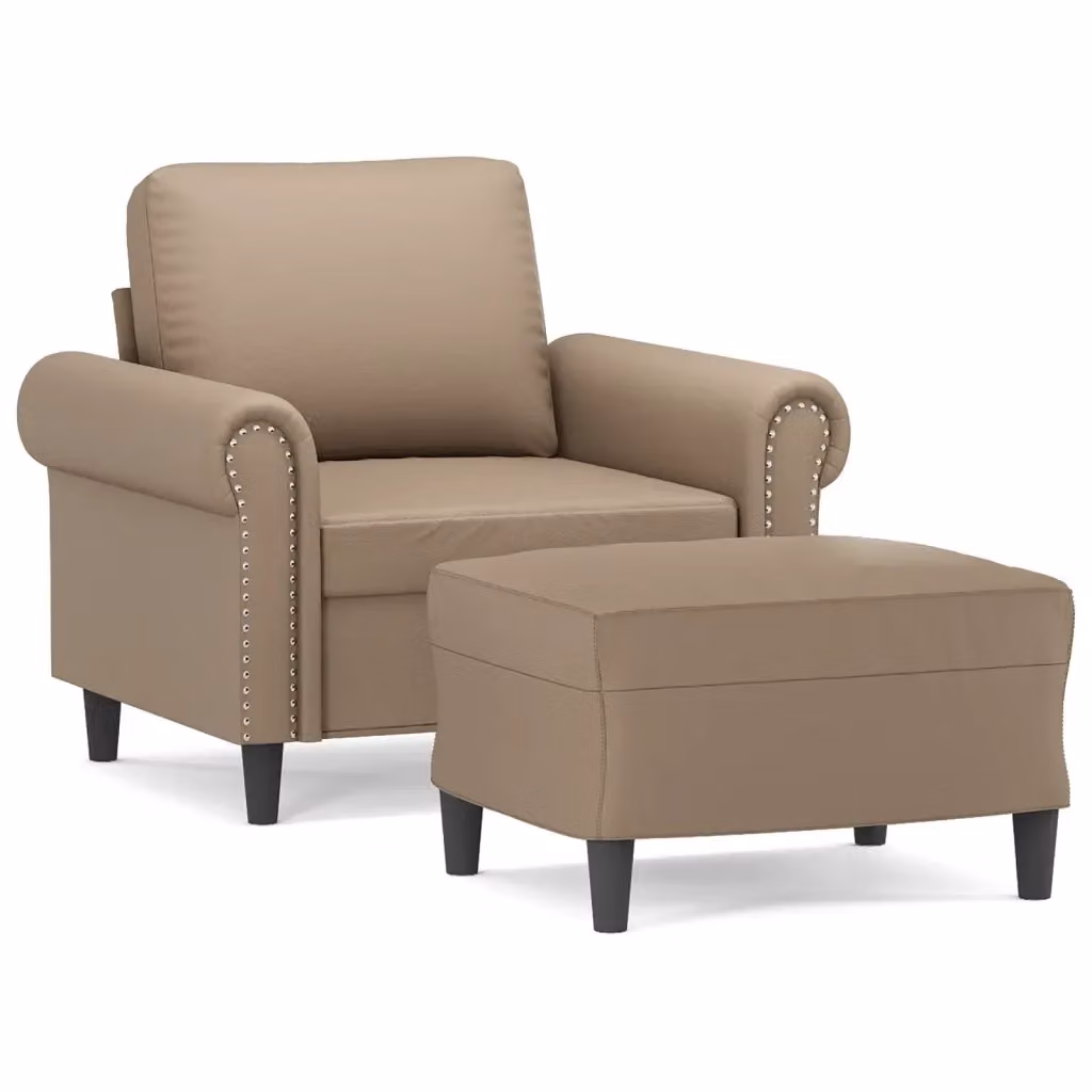 Poltrona relax con poggiapiedi vidaXL in similpelle beige per soggiorno – 2