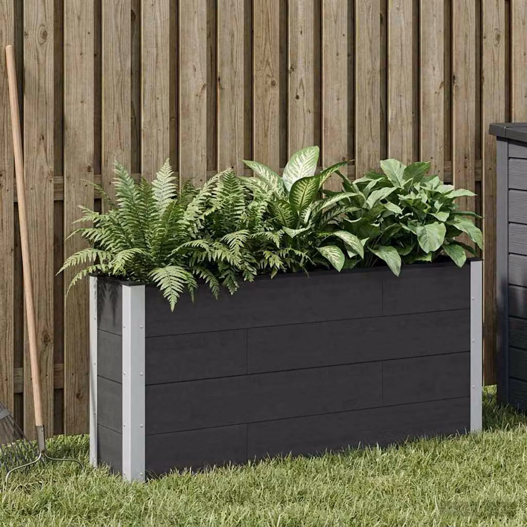 Letto rialzato da giardino vidaXL in WPC e alluminio, Nero, L: 150 cm, P: 30 cm, H: 72 cm