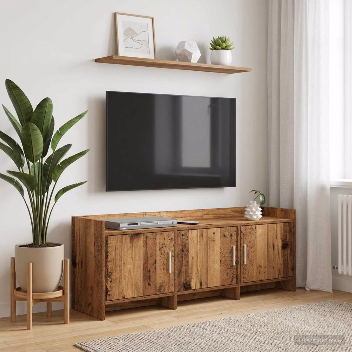 Mobile TV vidaXL moderno in legno e metallo marrone L: 130 cm, P: 33 cm, H: 47 cm